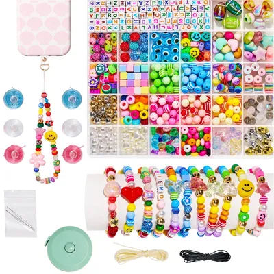 Schmuck-Bastelset mit Perlen, 657 Teile, für Armbänder & Ketten