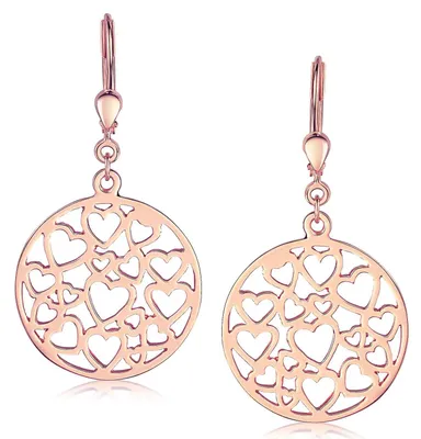 Produktbild von MATERIA by Matthias Wagner Damen Ohrringe mit Herzen Silber 925 hängend Rosegold Ohrhänger mit Brisuren SO-245