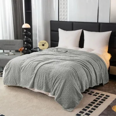 Obrázek produktu pro Přehoz na postel, univerzální přehoz, 160 x 200 cm, přehoz na pohovku XXL, přikrývka, šedá, světle šedá