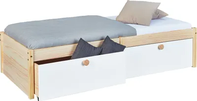 Produktbild von Funktionsbett Bett Kinderzimmer Jugendzimmer Wilna 3.1-90 Massivholz MDF milkyskin 90 x 200 cm 2 Schubladen