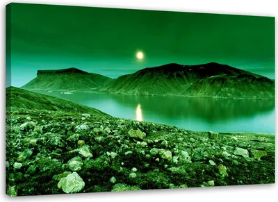 Produktbild von Leinwandbild grüne berglandschaft 60x40 cm Feeby grün wandbild bereit zum aufhängen