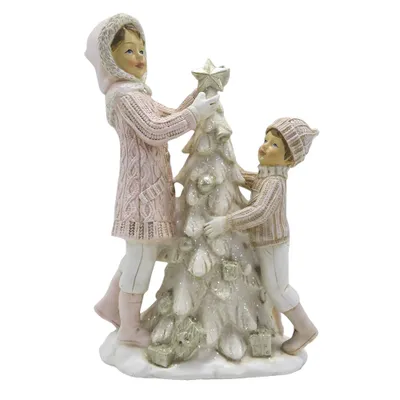 Zdjęcie produktu dla Clayre & Eef Figurka Dzieci 20 cm Różowy Biały Polyresin