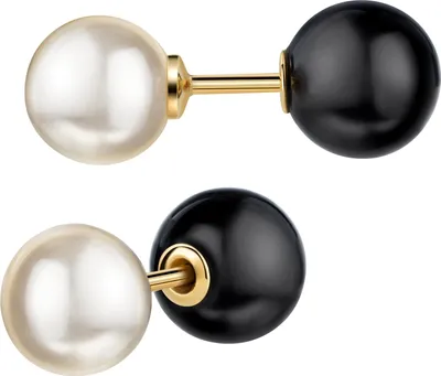Produktbild von Ohrstecker echte Süßwasserperle 750 Gold 18 Karat mit Onyxkugel-Verschluss für Damen und Herren. Mit Schmuck-Etui + Echtheitszertifikat