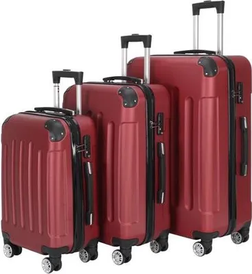 Produktbild von FCH Kofferset Hartschalenkoffer, ABS, Rot, 3-teilig, 20 Zoll (22x35x55cm), 24 Zoll (26x40x65cm), 28 Zoll (28x48x75cm), schmutzabweisend, leicht zu reinigen, robust, große Kapazität