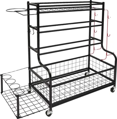 Image de Étagère de rangement pour équipements sportifs, quatre niveaux, construction durable, noir