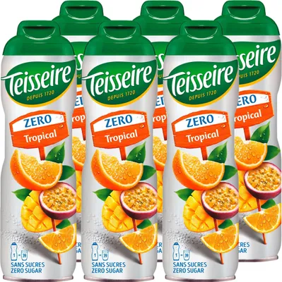 Produktbild von Teisseire Sirup Tropical zero Zucker 600ml - Cocktails, Milchshakes (6er Pack)