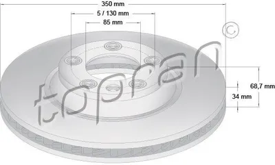 Produktbild von TOPRAN Bremsscheibe Vorne Links für VW Touareg (7LA, 7L6, 7L7) 350mm 111 288