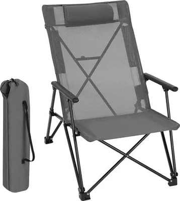 Produktbild von Famanu Campingstuhl klappbar mit hoher Rückenlehne - dunkelgrau