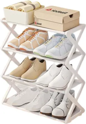 Imagen del producto de INF Estante para Zapatos Modular en Forma de X: Organización y Estilo para tu Hogar Blanco