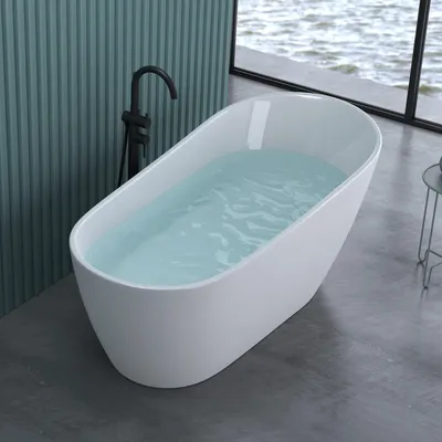 Image de doporro Baignoire îlot Ovale pour Salle de Bain 170cm Blanc Vicenza528OA Acrylique avec Bonde et trop plein 170x80x72cm