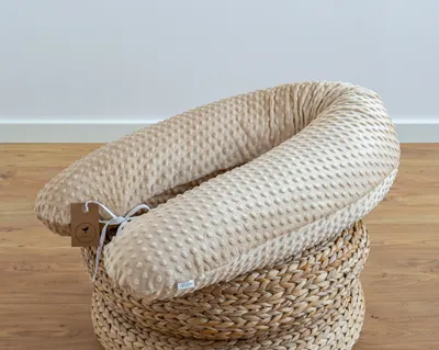 Produktbild von 190 cm L/XL Beige 100% MINKY 350g/m2 Seitenschläferkissen Stillkissen Schwangerschaftskissen Medium-WEICH Kissen + Bezug Lagerungskissen Kuschelkissen