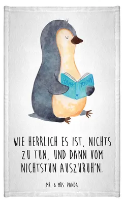 Produktbild von Mr. & Mrs. Panda Handtuch Pinguin Buch - Weiß - Geschenk, Urlaub, Klein, gäste wc, Gäste-WC, Freizeit, gästehandtuch
