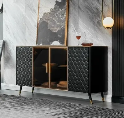 Produktbild von Schwarz Kommode Sideboard Schrank Anrichte Kommoden Schränke 160cm Möbel
