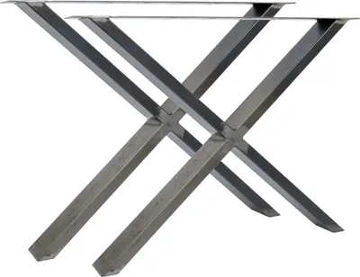 Produktbild von Natural Goods Berlin Möbelkufen X-FORM, Tischkufen, Tischbeine, Tischgestell, Esstisch, Bank, Couchtisch, Industrial, B85xH72 cm, 2 Stück