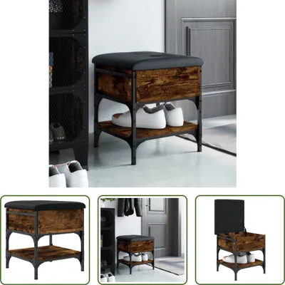Obrázek produktu pro The Living Store Lavice na boty kouřový dub 42x42x45 cm materiál na bázi dřeva