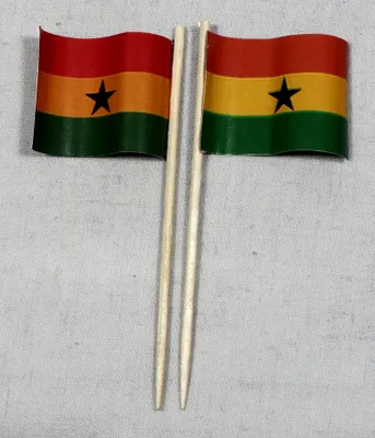 Produktbild von Party-Picker Flagge Ghana Papierfähnchen in Spitzenqualität 25 Stück Beutel