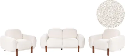 Zdjęcie produktu dla BELIANI Komplet wypoczynkowy dla 4 osób biały tapicerowany boucle sofa 2-osobowa i 2 fotele baranek styl modern organic
