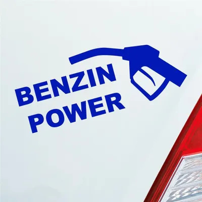 Produktbild von Auto Aufkleber Benzin Power Hoher Verbrauch Tanken 19x7 cm Dunkelblau Sticker Heckscheibenaufkleber