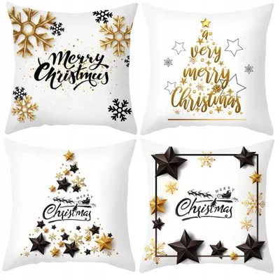 Produktbild von Weihnachtskissenbezug 4er Set - 40x40 cm - Elegante Velvet-Kissenhüllen - Weiß