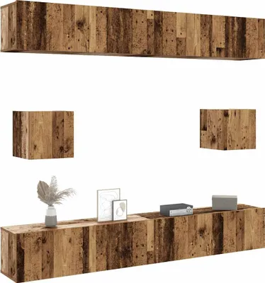 Immagine prodotto di set di mobili TV a parete vidaXL da 6 pezzi in materiale di recupero con effetto legno