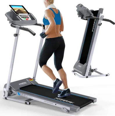 Produktbild von KINETIC SPORTS Elektrisches Laufband KST2700FX, Klappbares Laufband für Zuhause bis 10 km/h - Kraftvoller 1PS Motor, Tablet-Halterung, 12+1 Programme