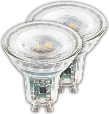 Image de Briloner Lot de 2 ampoules LED GU10, 2,5W, 450lm, verre, CEE A, lumière blanche chaude, Classe énergétique A, Ø5 x 5,6 cm