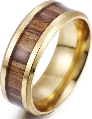 Produktbild von Prsteň Wooden-Zlatá/Hnedá/57mm KP17199