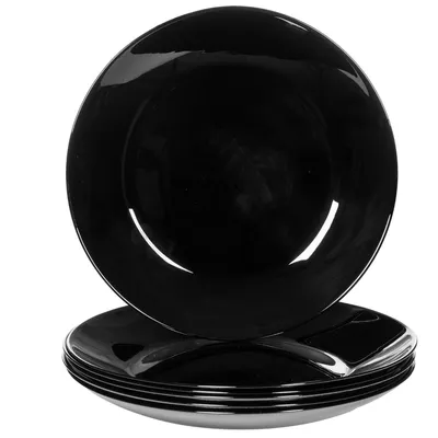Produktbild von Flacher Essteller aus gehärtetem Glas Classic schwarz 25 cm