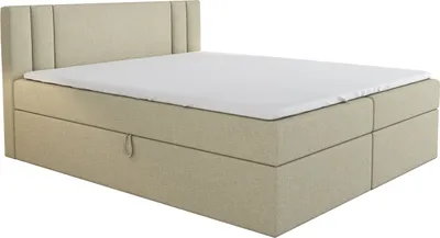 Productafbeelding van Boxspringbed AKI, 180 x 200 cm, met 2 opbergruimtes, Bonell-matras en topper. Kleur: Beige