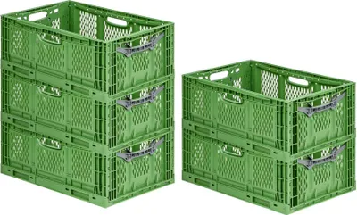 Produktbild von SuperSparSet 5x Stabile Profi-Klappbox Chameleon in Industriequalität | HxBxT 23x40x60cm | 45 Liter | klappbar stapelbar durchbrochen lebensmittelecht | Eurobox Eurobehälter Transportbehälter Stapelbehlter Faltbox