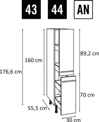 Produktbild von PICCANTE Smart Bodenpaket zu Midi-Apothekerschrankkorpus 30 cm zerlegt Nr. 44""
