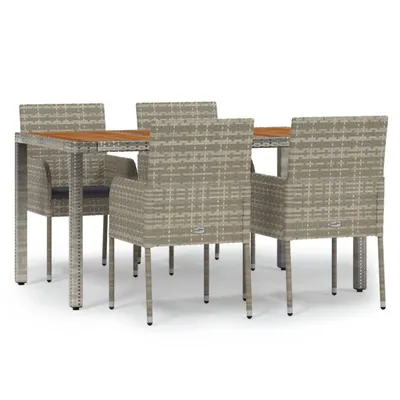 Immagine prodotto di Set da Pranzo da Giardino 5 pz con Cuscini in Polyrattan Grigio