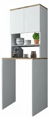 Produktbild von 2-türiger MehrzweckschrankDgarofal, Multifunktionale Möbel, Schuhschrank, Besenschrank, 65x60h184 cm, Weiß und Walnuss