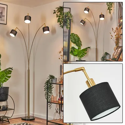 Produktbild von Schiavonea Stehlampe aus Metall/Stoff in Schwarz/Messing gebürstet/Weiß