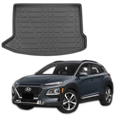 Produktbild von SCOUTT | Kofferraumwanne Laderaumwanne Kompatibel mit Hyundai Kona ab 2019 (mit Reparaturset), mit Hoher Rand, Kofferraum-Schutzmatte, Geriffelt, Aufrollbar, Schwarz