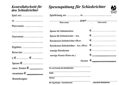 Produktbild von b+d Schiedsrichter-Quittungsblock mit Kontrollabschnitt