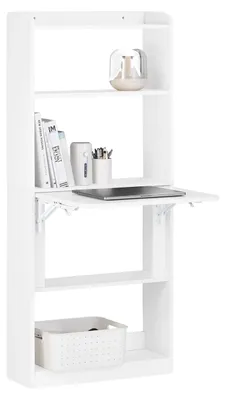 Image de Bureau, modèle pliable, grand espace de rangement, BLANC