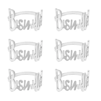 Produktbild von Napkin RingsšC6 Pieces Letter Metal Napkin Ring Set, Alphabet Napkin Buckles Holder Table Decoration for Wedding, Party, Ramadan, Banquet