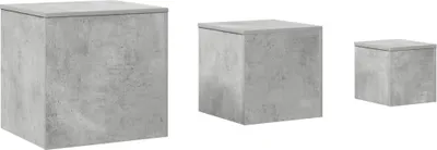Obrázek produktu pro vidaXL Postranní stolky 3 ks betonový šedý dřevěný materiál