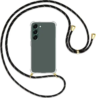 Produktbild von Handykette Backcover-Schutzhülle mit Band (Metall goldfarben) für Samsung Galaxy S23 Plus - schwarz/gold