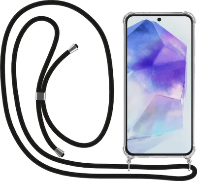 Immagine prodotto di Smartphonica Custodia per telefono adatta a Samsung Galaxy A55 con cavo e paraurti - Backcover antiurto in TPU con cordino - Trasparente