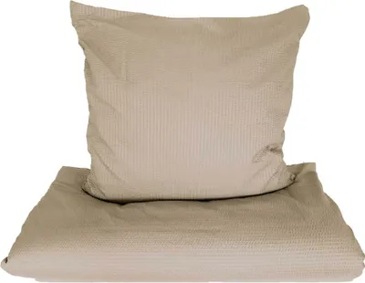 Produktbild von Mikrofaser Seersucker Bettwäsche Uni 135x200 80x80 beige: 2tlg.