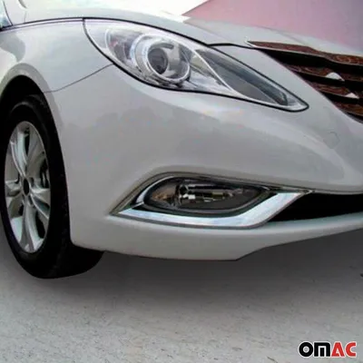Productafbeelding van Mistlampbehuizing voor Hyundai Sonata 6, modeljaren 2011-2014, chroom, ABS, zilver, 2-delig