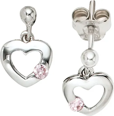 Produktbild von JOBO Kinder Ohrhänger Herz 925 Sterling Silber 2 rosé Zirkonia Ohrstecker Ohrringe