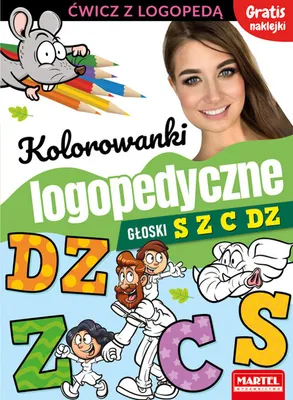 Zdjęcie produktu dla Kolorowanki logopedyczne z naklejkami. Głoski S Z C Dz