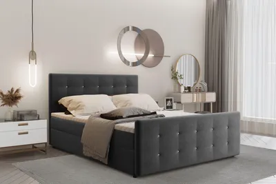 Image de Lit Boxspring 140x200 cm AMOR Graphite