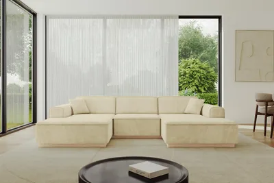 Produktbild von ALTDECOR Ecksofa in U-Form IREA-U1 301x165x80 cm Beige Corner Sofa Bett Eckcouch Couch L-Form Wohnlandschaft Cauchsofa