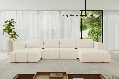 Produktbild von ALTDECOR Ecksofa in U-Form mit Schlaffunktion und Bettkasten - CLOUD-U 414x180x40 Beige - Corner Sofa Bett Eckcouch Couch L-Form Schlafcouch Ausziehbar Wohnlandschaft Schlafsofa Cauchsofa