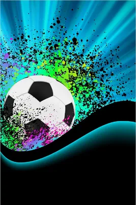 Produktbild von Wallario Poster - Fußball - Design Wellen und Regenbogen in blau, Kunstdruck Größe: 100 x 150 cm