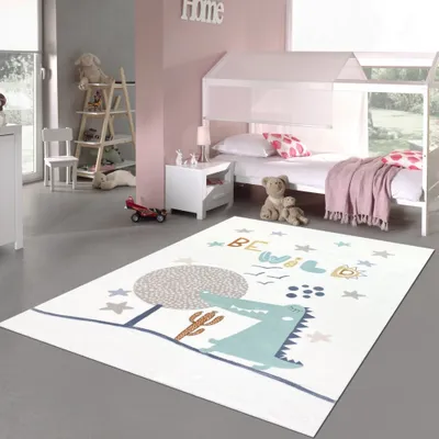 Obrázek produktu pro Dětský koberec soft stars - krokodýl v krémové barvě - 120 x 170 cm